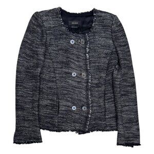 ISABEL MARANT Tweed Knit Virgin Wool Luxury Designer Blazer Jacket Womens XS